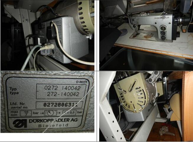 Zestaw maszyn krawieckich.