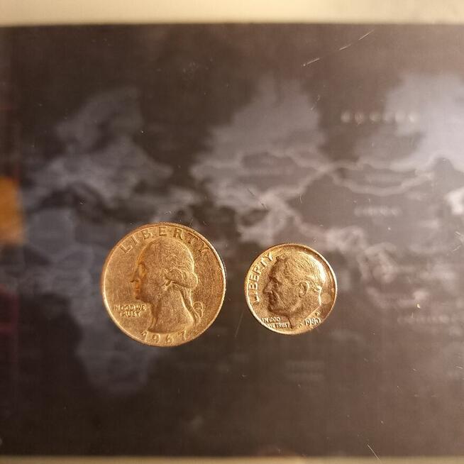 USA Quarter dollar 1967 , one dime 1980 USA Washington