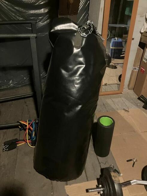 Komplet - domowa siłownia wraz z akcesoriami (worek, rowerek