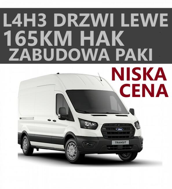 Ford Transit L4H3 165KM Drzwi lewe Hak Zabudowa przestrzeni Bi-xenon 1871 zł