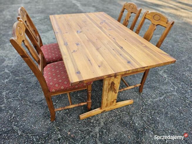 Stół i 4 krzesła- drweno świerkowe