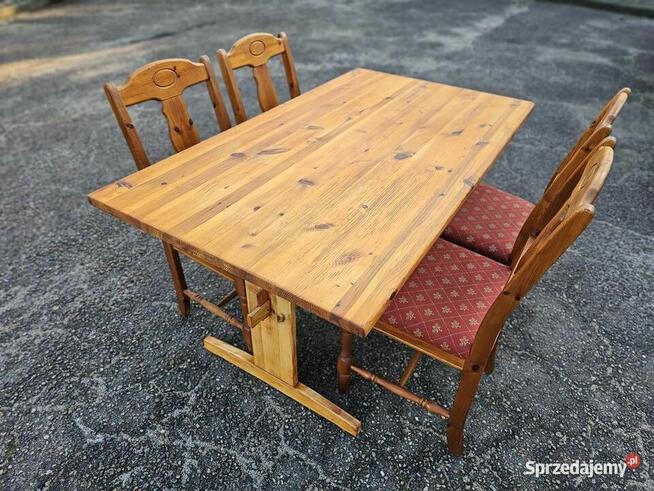 Stół i 4 krzesła- drweno świerkowe