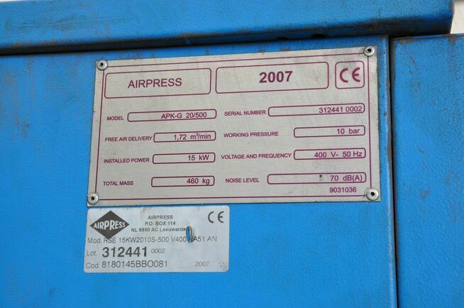 Sprężarka Śrubowa Airpress APK-G20/500 x 2 sztuki