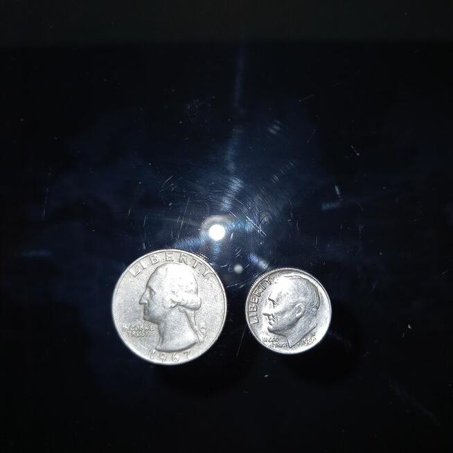 USA Quarter dollar 1967 , one dime 1980 USA Washington
