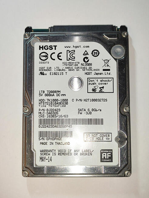 Dysk przenośny 1TB HGST 2,5 - SATAIII