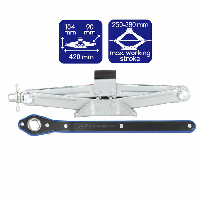 Podnośnik TRAPEZOWY 1,5t ALCA + Guma + Klucz grzechotka