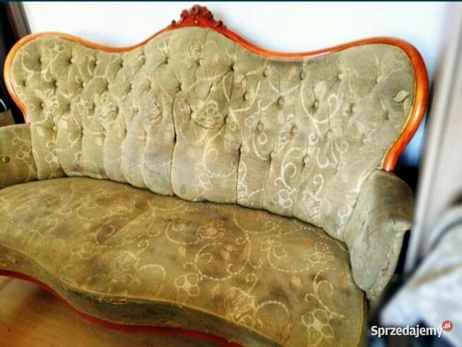 Piękny historyczny komplet wypoczynkowy Ludwik do renowacji