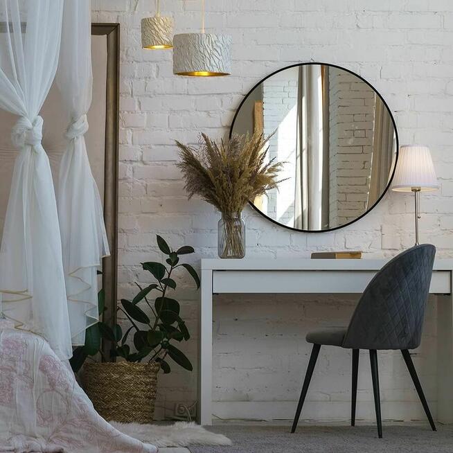 Lustro Okrągłe Czarne Loft ścienne na ścianę Lusterko