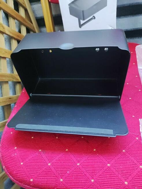 Uchwyt na papier toaletowy z półka Czarny stal nierdzewna