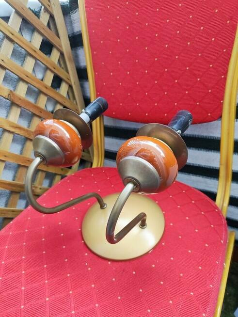 Lampa Kinkiet na ścianę PRL Lampka złota ścienna brązowa