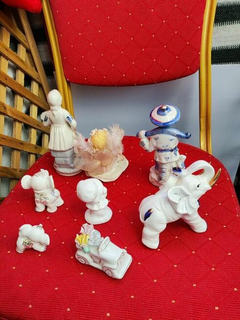 Słoniki figurki, porcelanowe, z porcelany