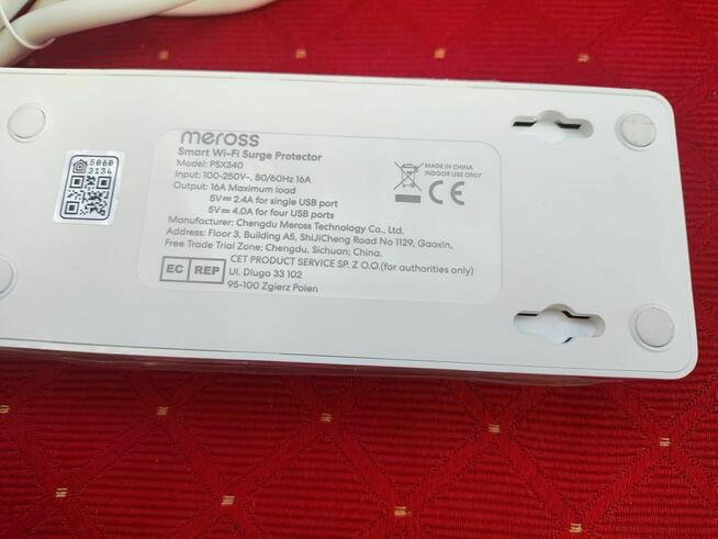 Inteligentna Listwa Zasilająca Meross Smart Wi-Fi WiFi USB