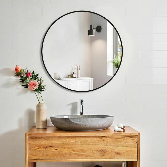 Lustro Okrągłe Czarne Loft ścienne na ścianę Lusterko