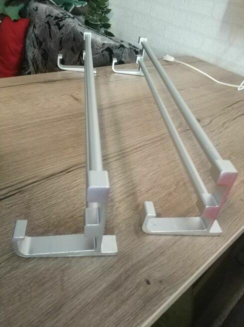 Wieszak Aluminiowy Srebrna na Ręczniki Płaszcze Kurtki półka