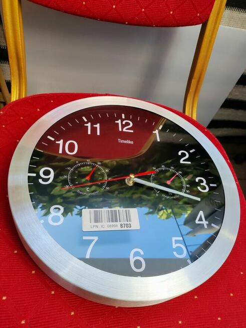 Zegar ścienny na ścianę analogowy higrometr termometr cyfrow