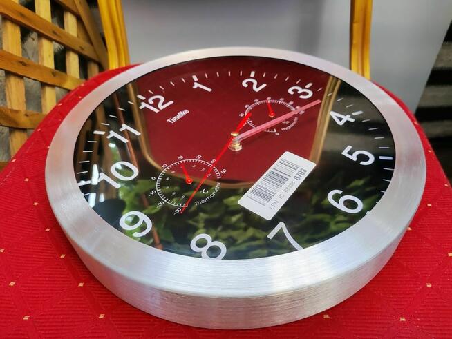 Zegar ścienny na ścianę analogowy higrometr termometr cyfrow