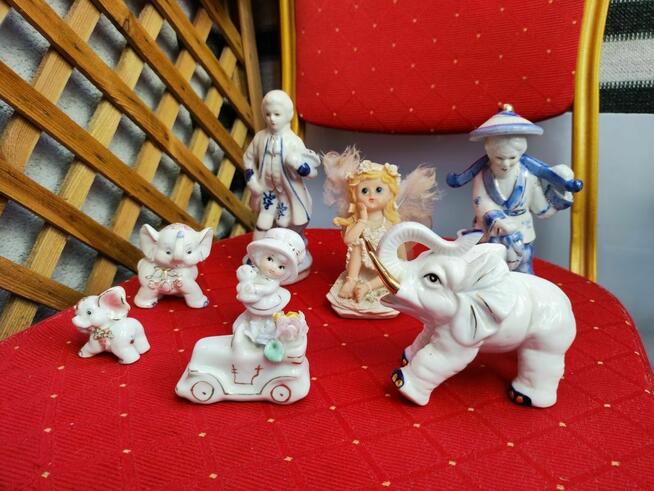 Słoniki figurki, porcelanowe, z porcelany