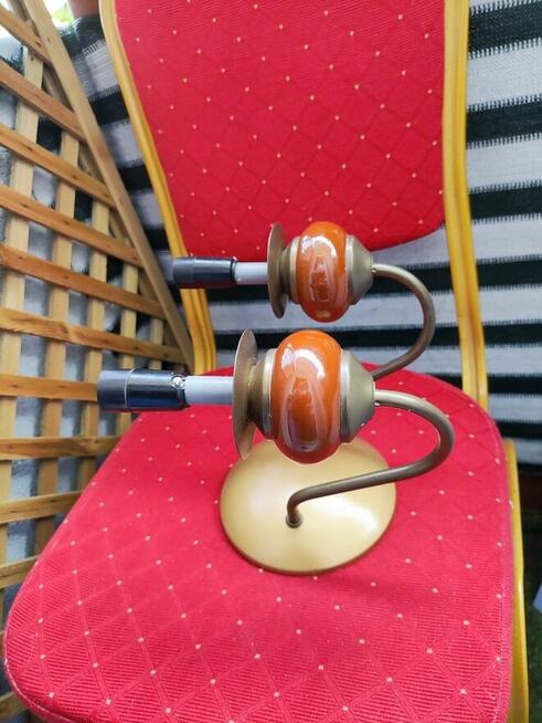 Lampa Kinkiet na ścianę PRL Lampka złota ścienna brązowa