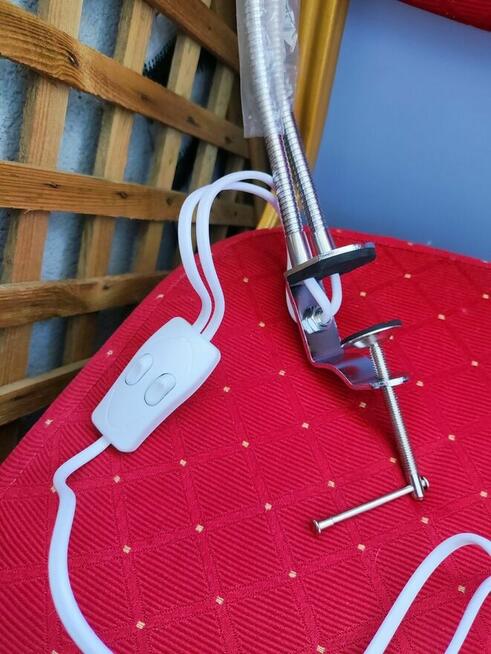 Lampa Biurkowa Lampka stołowa biała srebrna do stołu stolika