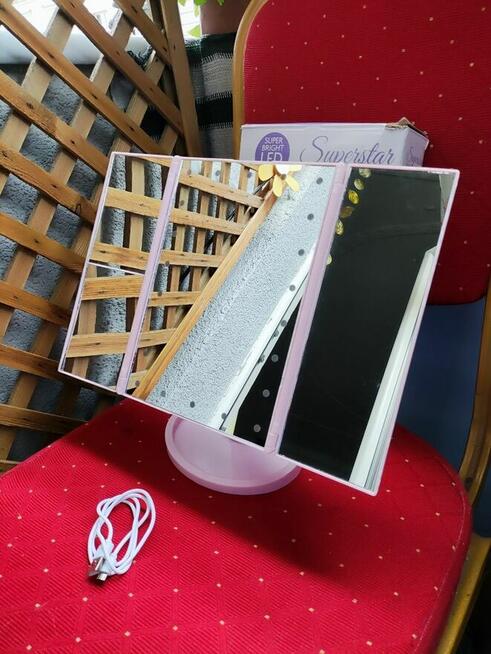 Lusterko Do Makijażu Podświetlane LED Kosmetyczne Lustro