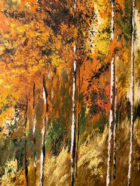 Pejzaż jesienny Regina Wnuk 1989 olej na płótnie w oprawie