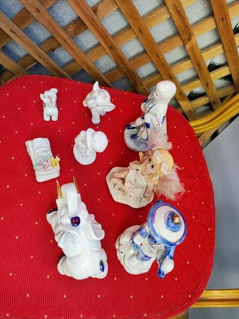 Słoniki figurki, porcelanowe, z porcelany