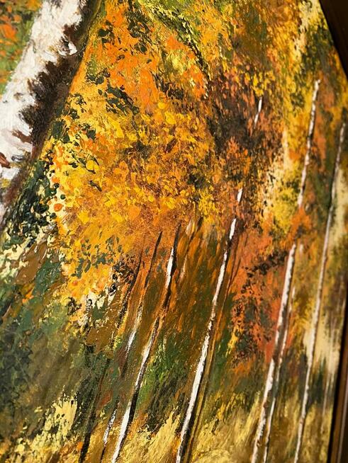 Pejzaż jesienny Regina Wnuk 1989 olej na płótnie w oprawie