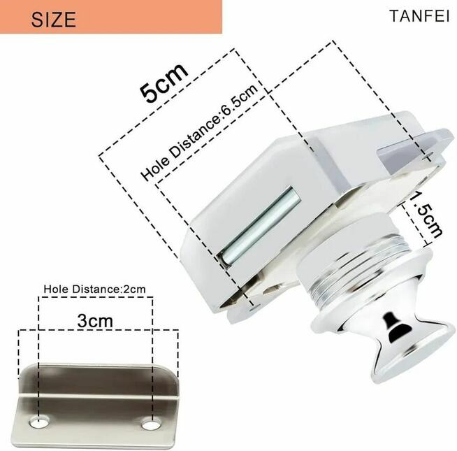 Zamek Zatrzaskowy Push LOCK do Szafki drzwi kamper przyczepy