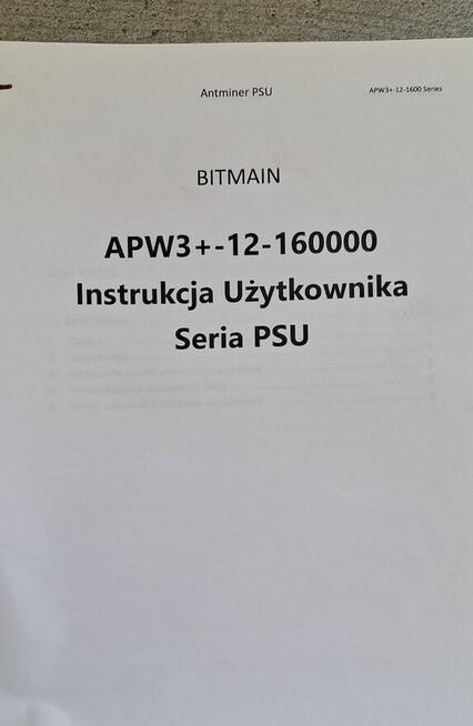 Zasilacz APW3++ ANTMINER L3 S9 D3 1600w 12v