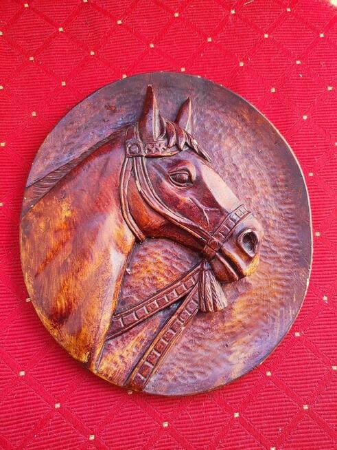 Rzeźba drewno koń drewniany obraz antyk obrazek ścienny