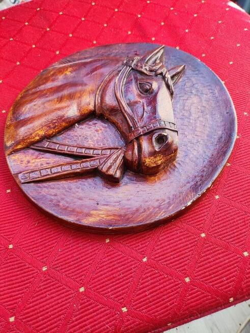 Rzeźba drewno koń drewniany obraz antyk obrazek ścienny