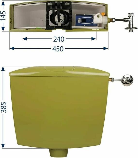 Dolnopłuk Spłuczka Zbiornik na wodę do kompakt toaletowy WC