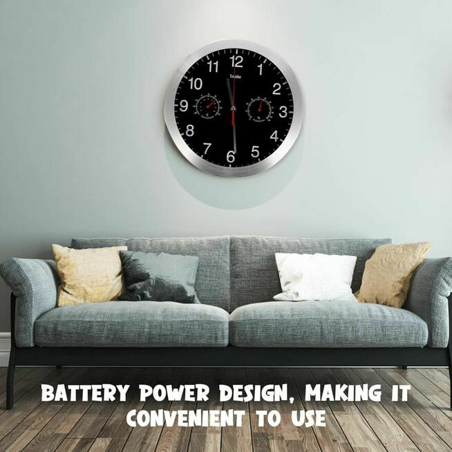 Zegar ścienny na ścianę analogowy higrometr termometr cyfrow