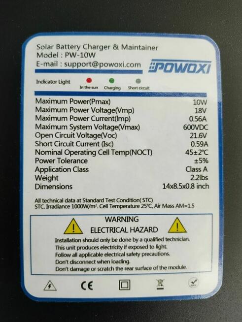 Panel Solarny Słoneczny Ładowarka akumulator bateria 10W