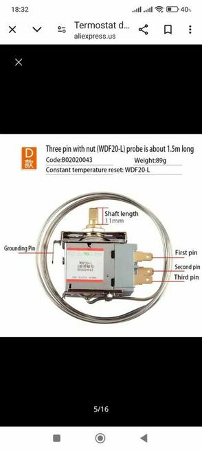 Termostat do Lodówki zamrażarki WDF20L (020350) Cyrkulator