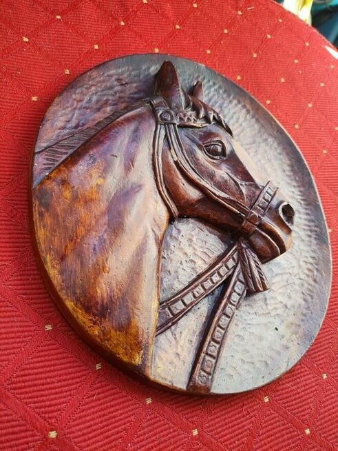 Rzeźba drewno koń drewniany obraz antyk obrazek ścienny