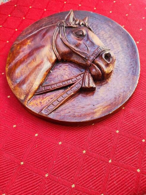 Rzeźba drewno koń drewniany obraz antyk obrazek ścienny