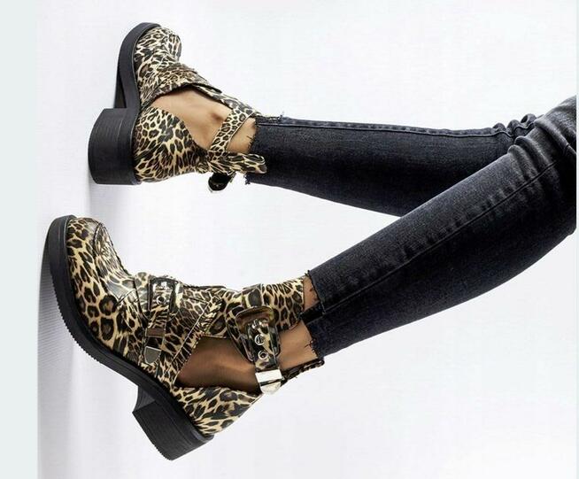 Buty damskie Hers Ażurowe Botki damskie z wycięciami