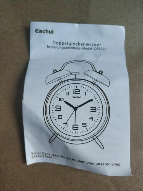 Złoty Budzik Zegar Zegarek Eachui DS802 z lampką dzwonkiem