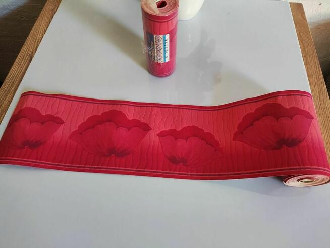 Border pasek na ścianę ścienny dekoracyjny kwiaty czerwony