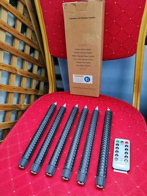 6 Świece czarne świeczki elektryczne LED świeczka na pilota