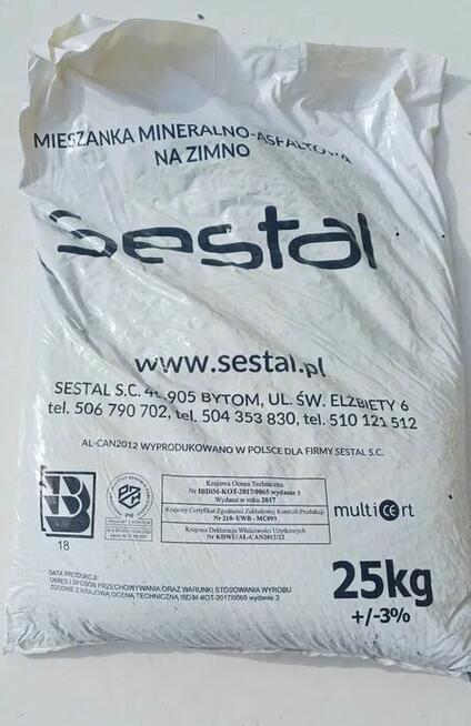 Asfalt Na Zimno Workach 25Kg Bitumiczna Mieszanka Mineralna