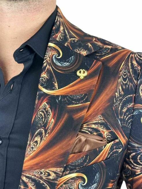 MARCO MILANO Marynarka męska C24 czarna złota glamour