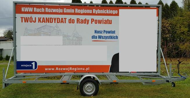 Mobilna reklama Przyczepa reklamowa Baner Billboard Wynajem