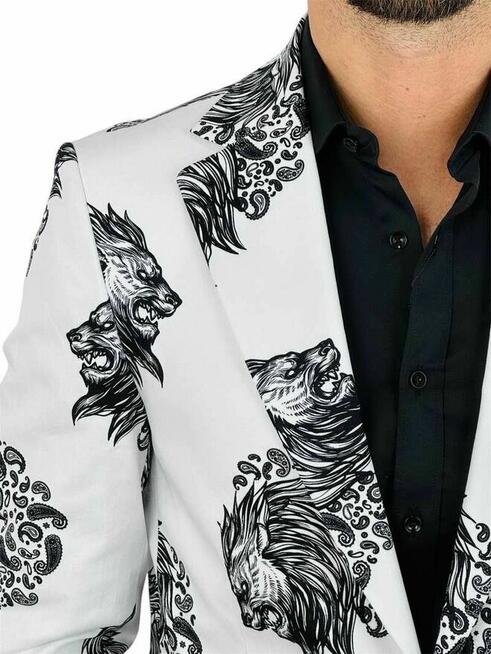 MARCO MILANO Marynarka męska C23 biała, czarny lew