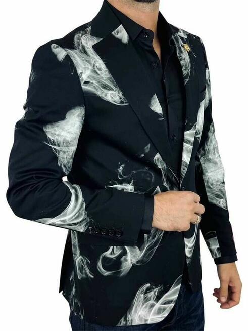 MARCO MILANO Marynarka męska C27 czarna biały dym