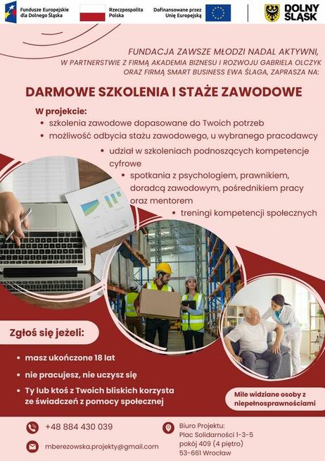 Szkolenia i staże finansowane z UE