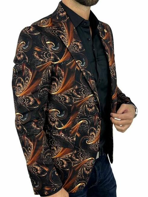 MARCO MILANO Marynarka męska C24 czarna złota glamour