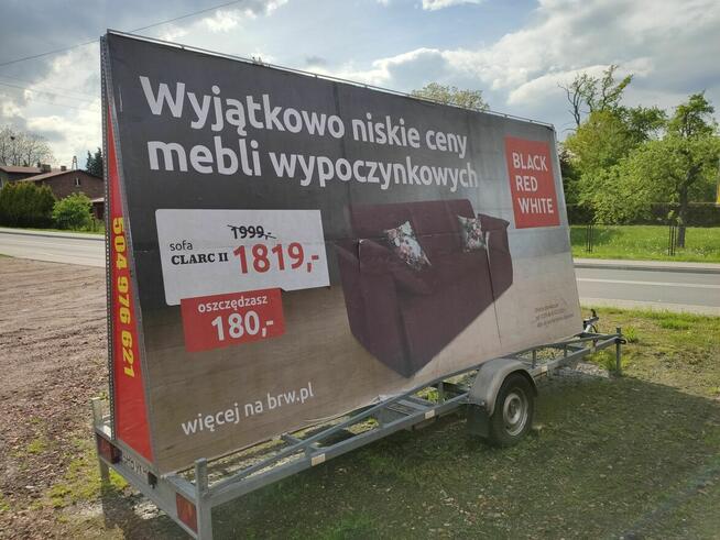 Mobilna reklama Przyczepa reklamowa Baner Billboard Wynajem