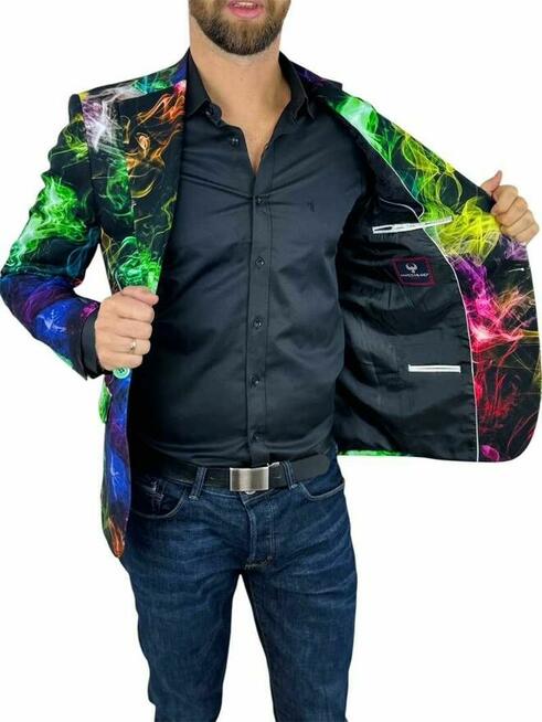 MARCO MILANO Marynarka męska C28 kolorowa, dymy, NEON wesoła